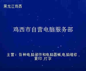 堅守赤誠，用心服務——雞西市自營電腦服務部經驗談